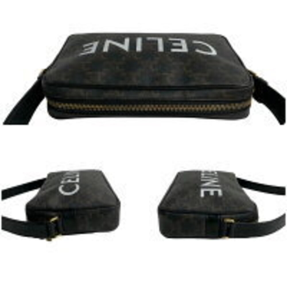 Celine Triomphe Messenger Bag Leather Shoulder Pochette Black - Picture 5 of 8